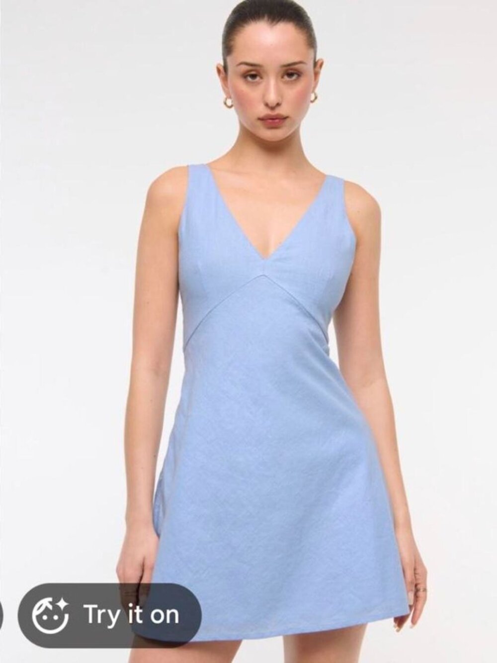 Abercrombie Blue Linen Blend Mini Dress Smocked Back Size Small